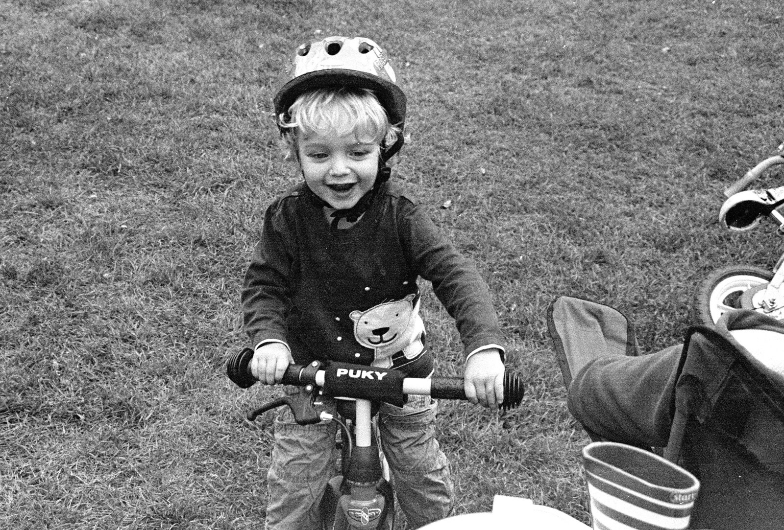 Fred rides his bike around from Fred's Birthday and Mildenhall Camping, Suffolk - 25th September 2011