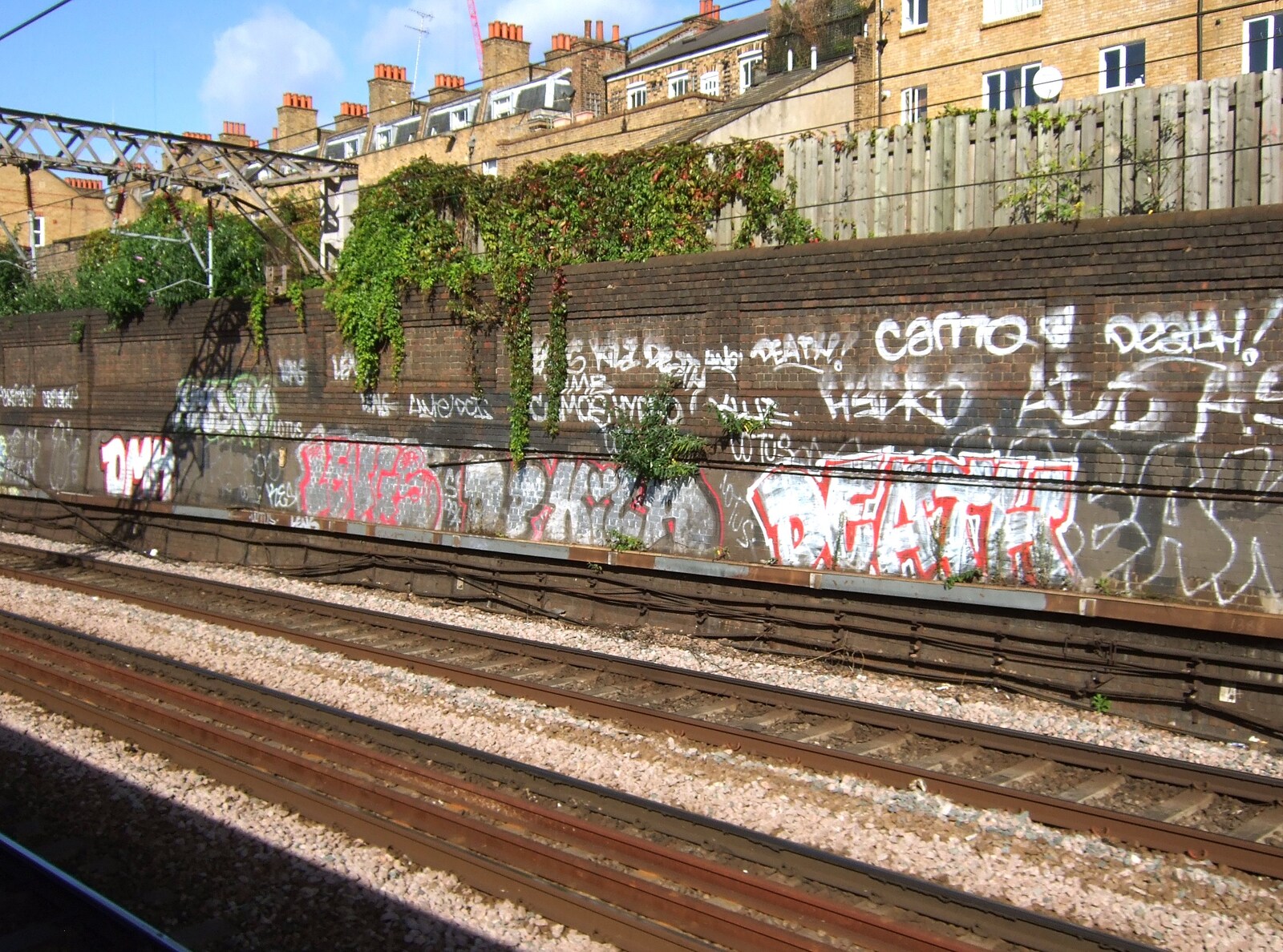 Railway lines and 'death' graffiti from An Apple-Picking Heatwave, and Other Stories, London and Brome, Suffolk - 2nd October 2011
