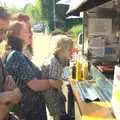 Philly, Isobel and Fred at the sausage van, An Apple-Picking Heatwave, and Other Stories, London and Brome, Suffolk - 2nd October 2011