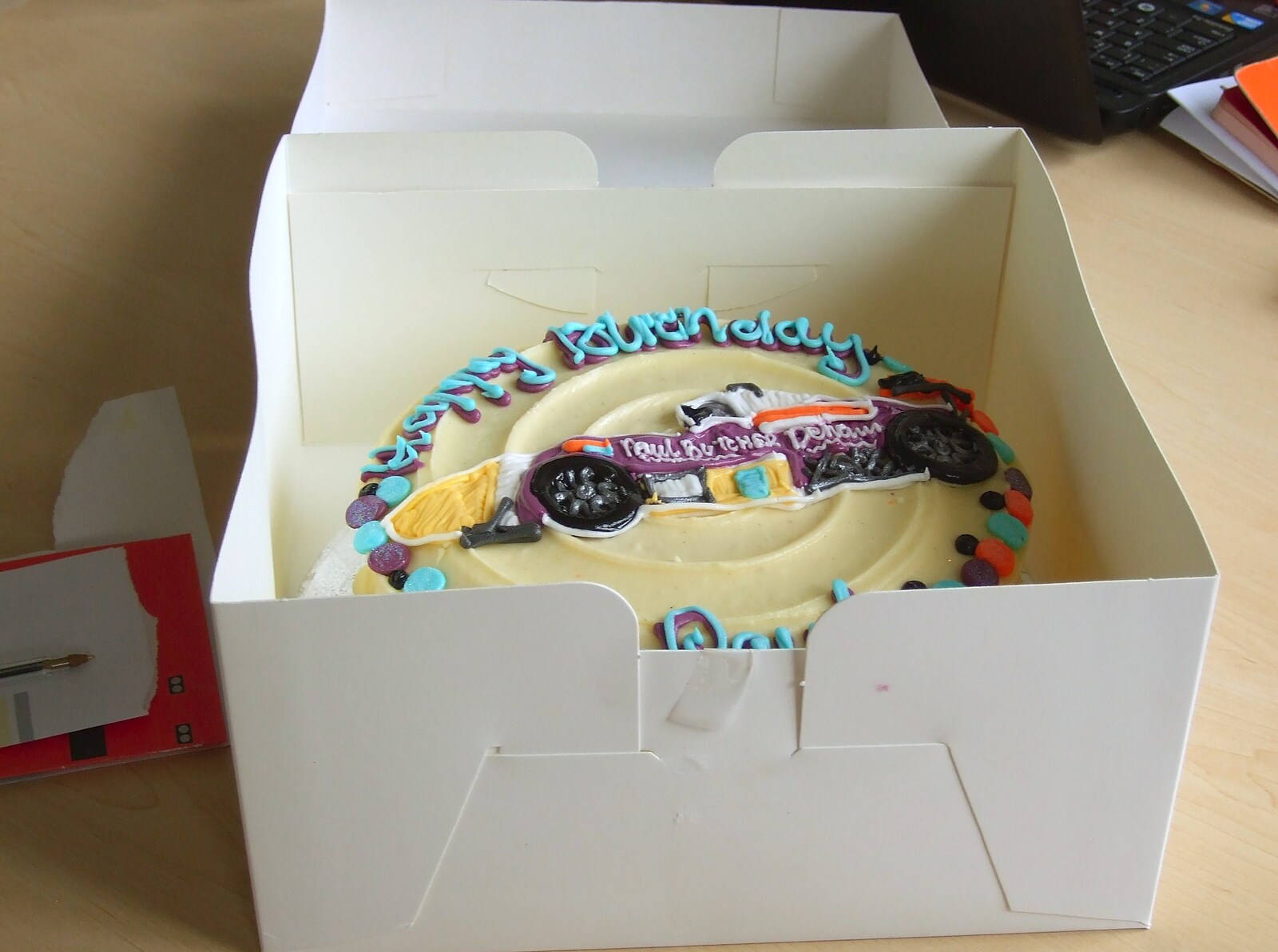 Paul's custom racing-car cake from Paul's TouchType Birthday and the Old Chap Visits, London and Brome, Suffolk - 9th October 2011