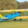 The Stearman trundles down the runway, Another Afternoon with Janie and Marinell the Mustangs, Hardwick, Norfolk - 16th October 2011