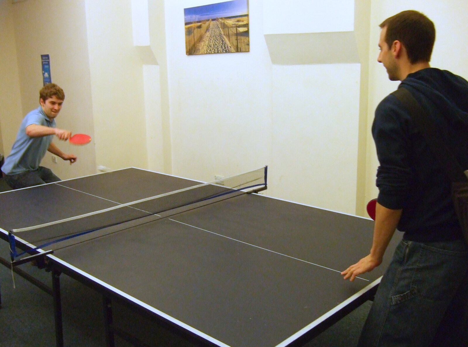 Doug and Ben play a bit of ping pong from TouchType Moves Offices and a Night in The Kings Head, Brockdish and London - 19th October 2011