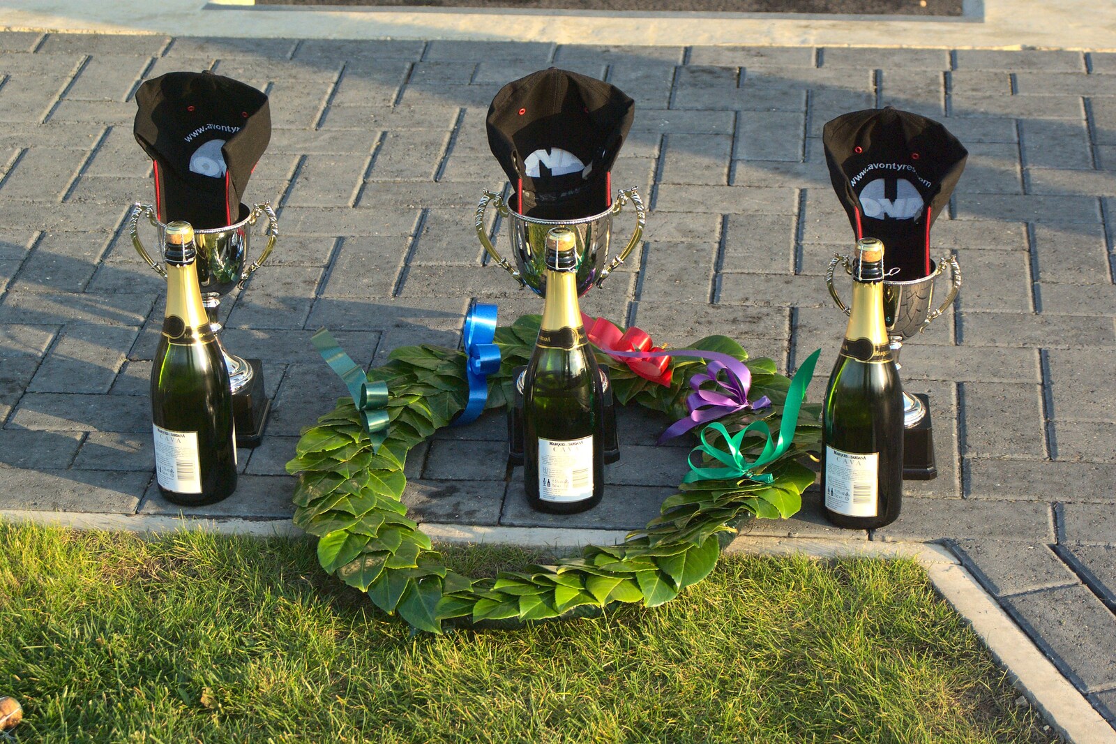 The winners' cups and fizz for the Caterham class from TouchType at Silverstone, Northamptonshire - 22nd October 2011