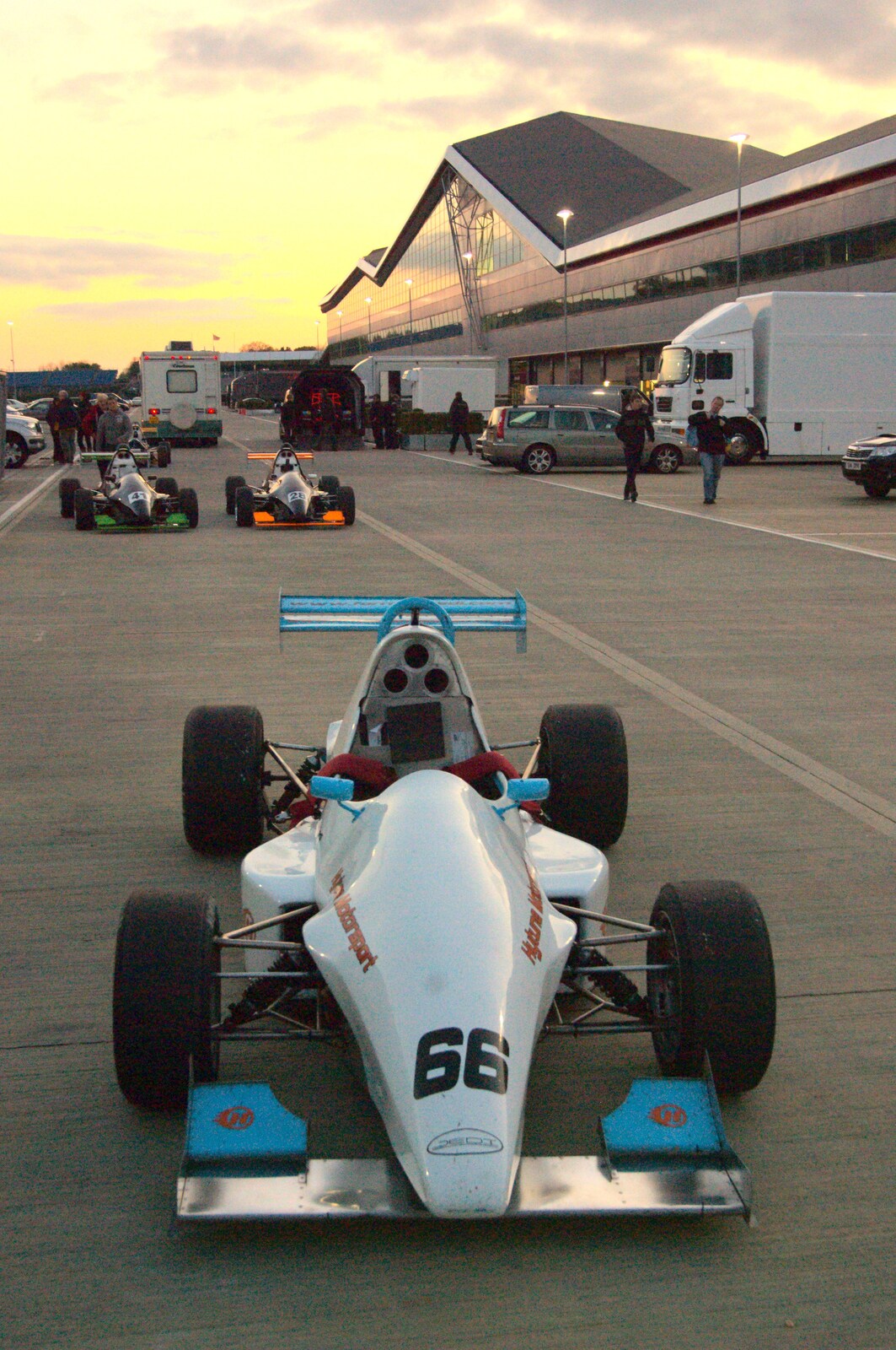 A racing car, and Silverstone in the setting sun from TouchType at Silverstone, Northamptonshire - 22nd October 2011
