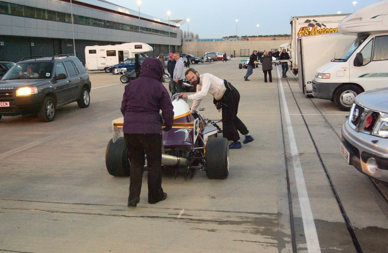 Paul's car is pushed off from TouchType at Silverstone, Northamptonshire - 22nd October 2011