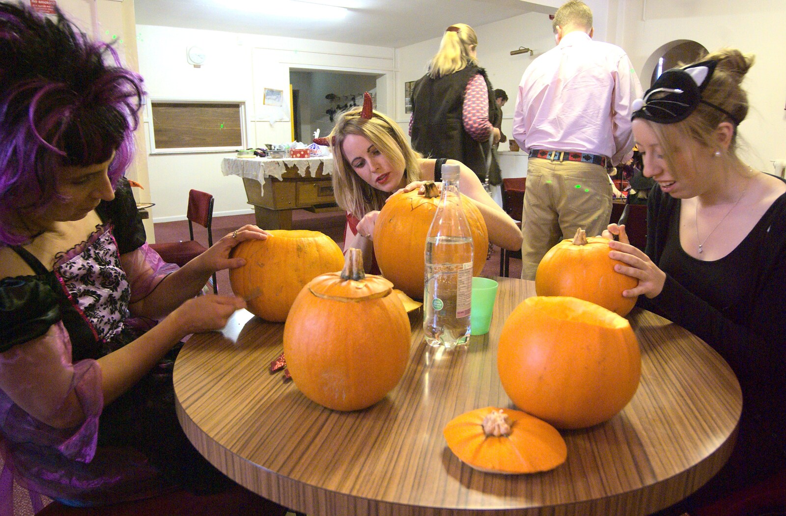 More intense pumpkin-carving action from Amelia's Birthday, Brome Village Hall, Suffolk - 29th October 2011