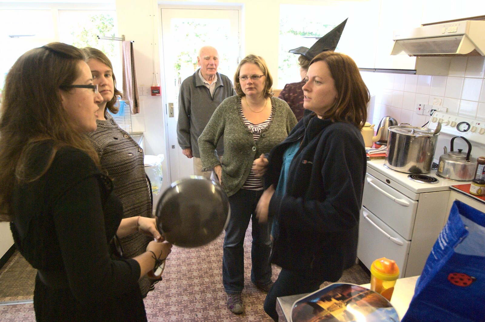 Suzanne, Isobel, Megan and Kirsty discuss catering from Amelia's Birthday, Brome Village Hall, Suffolk - 29th October 2011
