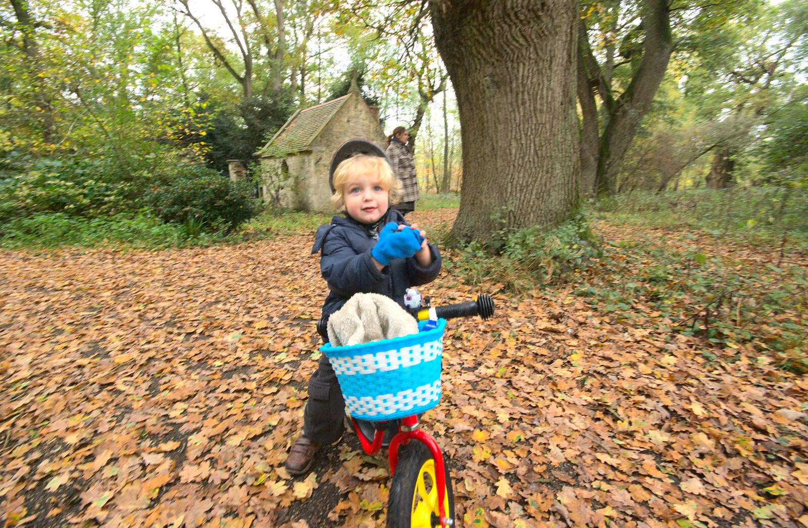 Fred on his balance bike from Autumn in Thornham Estate, Thornham, Suffolk - 6th November 2011