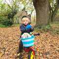 Fred on his balance bike, Autumn in Thornham Estate, Thornham, Suffolk - 6th November 2011