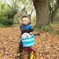 Fred on his balance bike, Autumn in Thornham Estate, Thornham, Suffolk - 6th November 2011