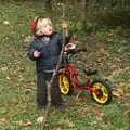 Fred finds a particularly large stick, Autumn in Thornham Estate, Thornham, Suffolk - 6th November 2011