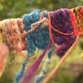 Colourful random knitwear hanging on a line, Autumn in Thornham Estate, Thornham, Suffolk - 6th November 2011