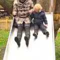 Isobel and Fred do the big slide, Autumn in Thornham Estate, Thornham, Suffolk - 6th November 2011