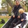 Nosher and Fred have a go on the slide, Autumn in Thornham Estate, Thornham, Suffolk - 6th November 2011