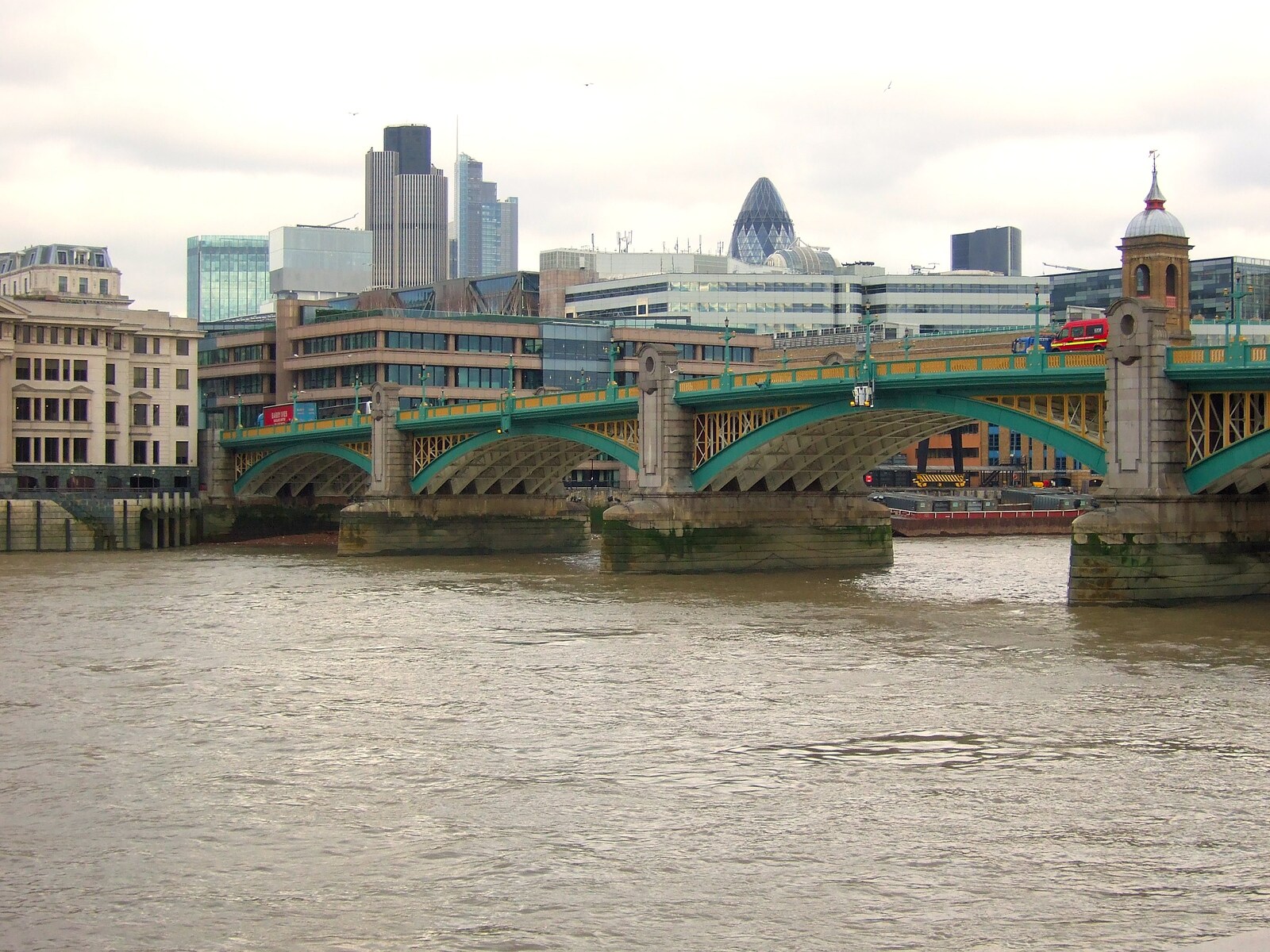 Southwark Bridge and the City of London from TouchType does Nandos, Southwark Arches, London - 29th November 2011