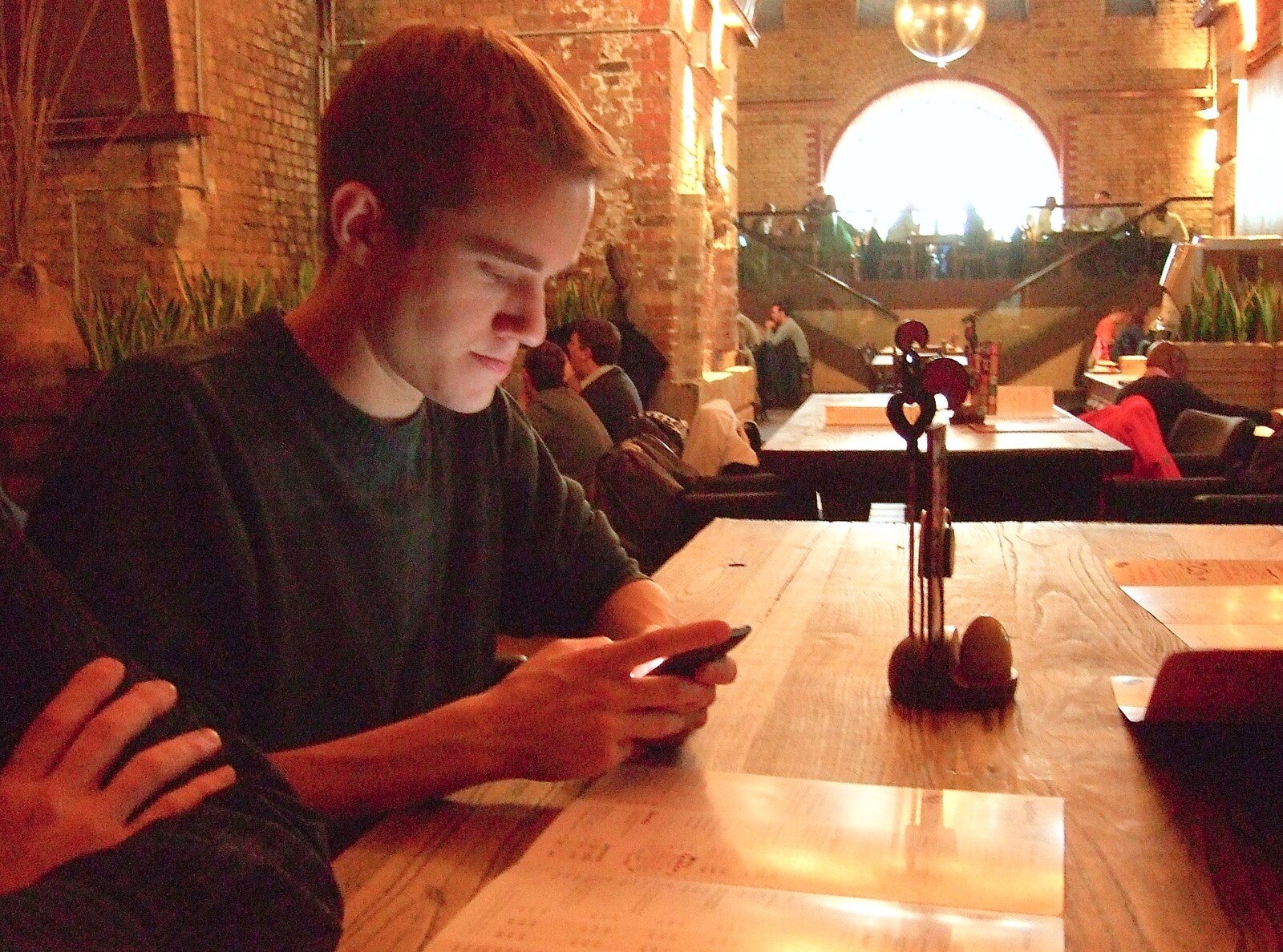 Jon's on the phone from TouchType does Nandos, Southwark Arches, London - 29th November 2011