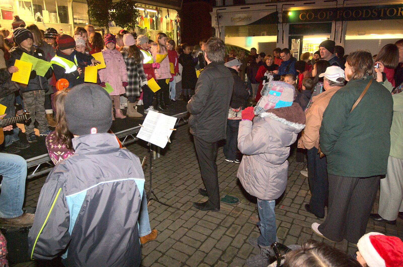 The primary-school choir assembles on the stage from The Christmas Lights Switch-On, Eye, Suffolk - 2nd December 2011