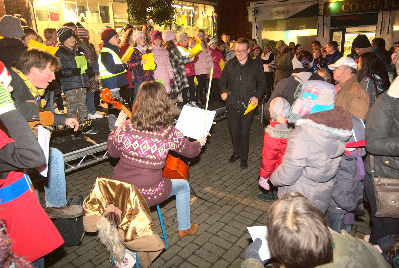 A guitar and cello from The Christmas Lights Switch-On, Eye, Suffolk - 2nd December 2011