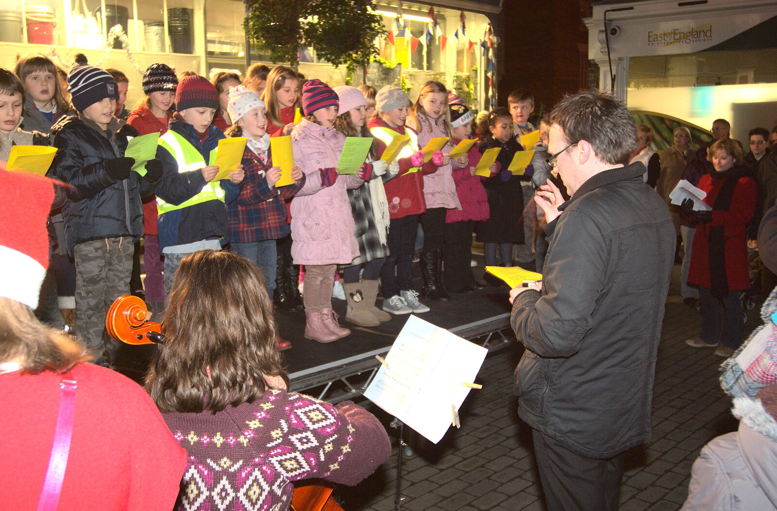 The choir sings, quietly from The Christmas Lights Switch-On, Eye, Suffolk - 2nd December 2011