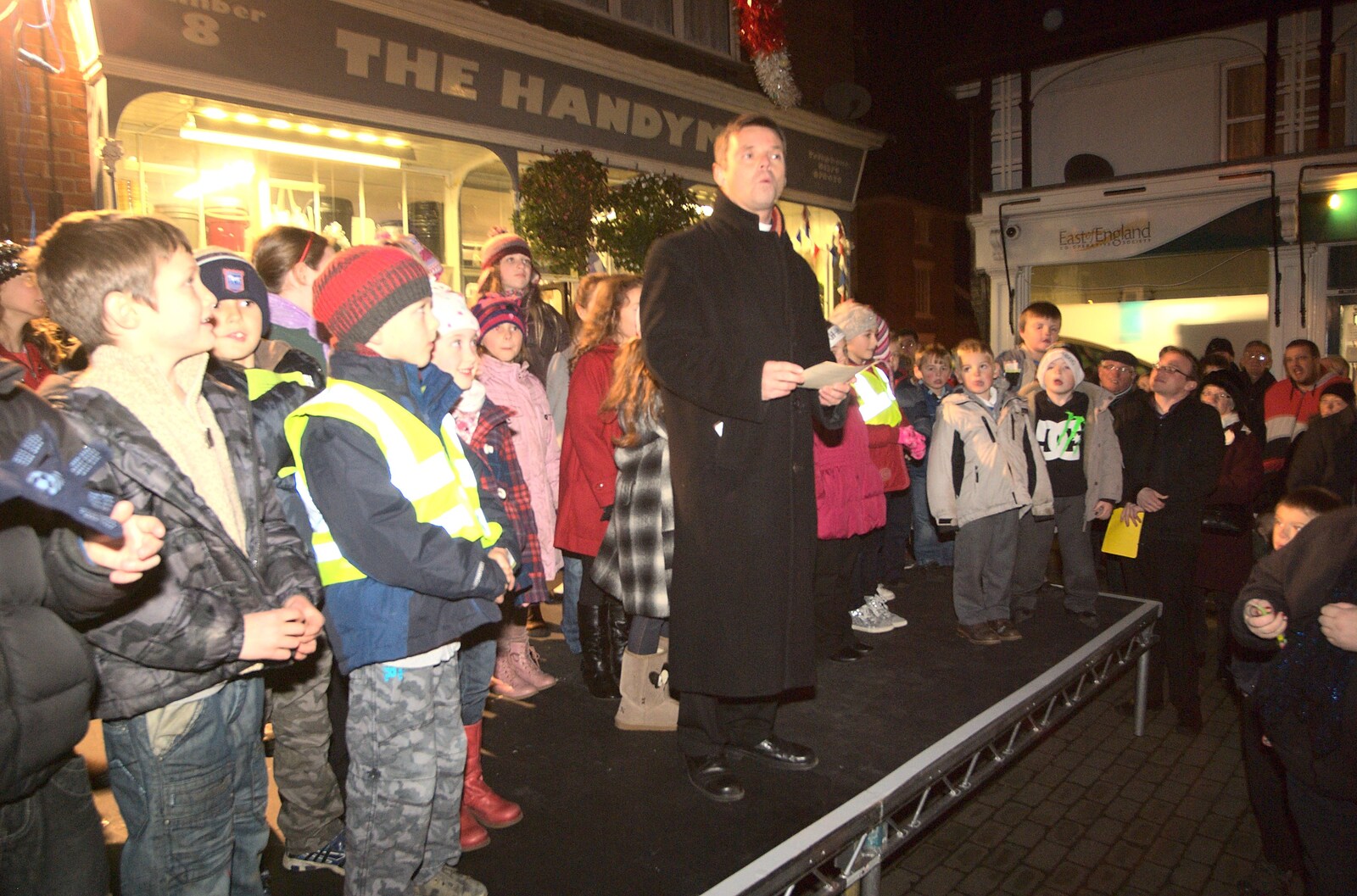A vicar does an introduction from The Christmas Lights Switch-On, Eye, Suffolk - 2nd December 2011