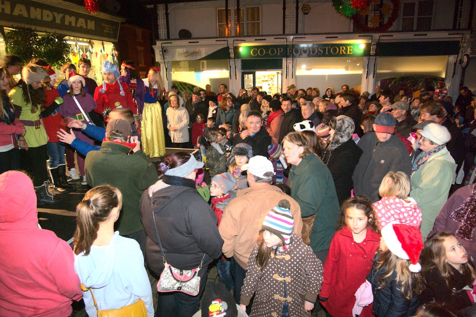 There's a good-sized crowd outside the Co-op from The Christmas Lights Switch-On, Eye, Suffolk - 2nd December 2011