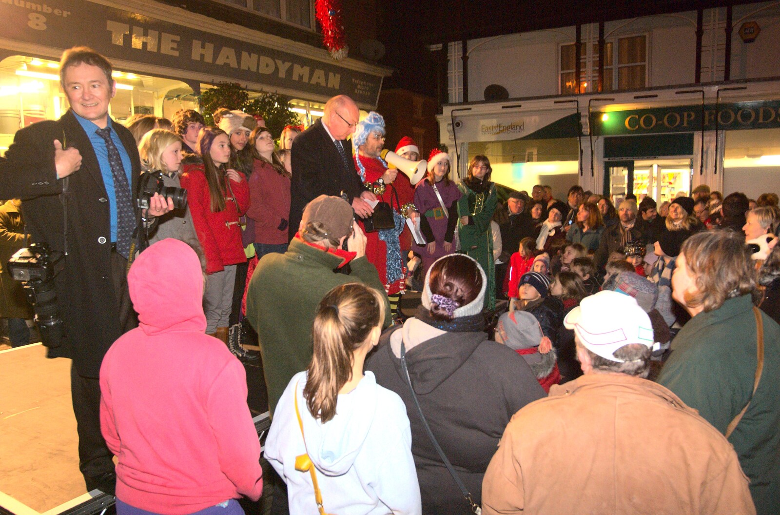 The editor is introduced from The Christmas Lights Switch-On, Eye, Suffolk - 2nd December 2011