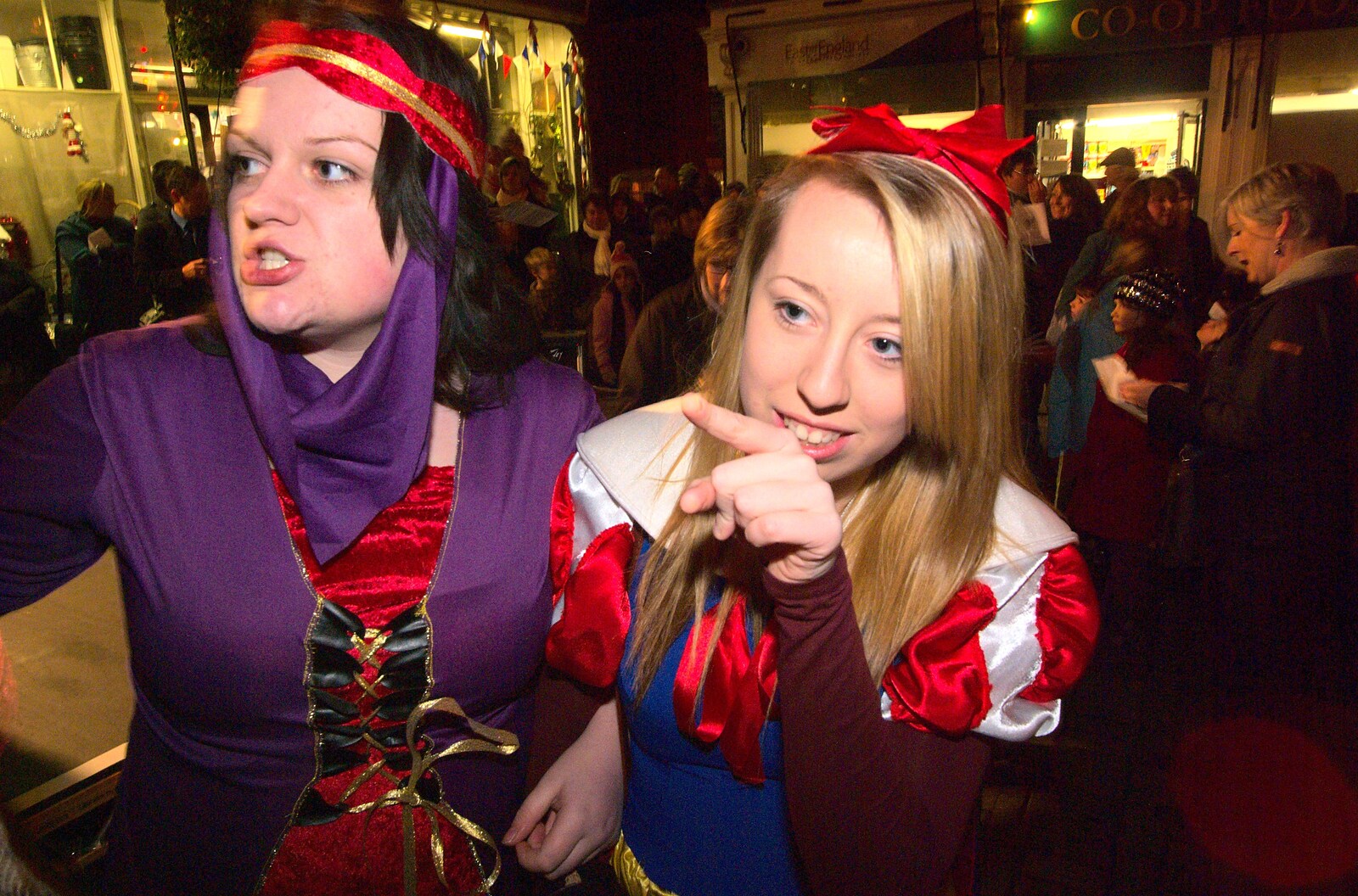 Ellie and her friend, who are in Snow White from The Christmas Lights Switch-On, Eye, Suffolk - 2nd December 2011