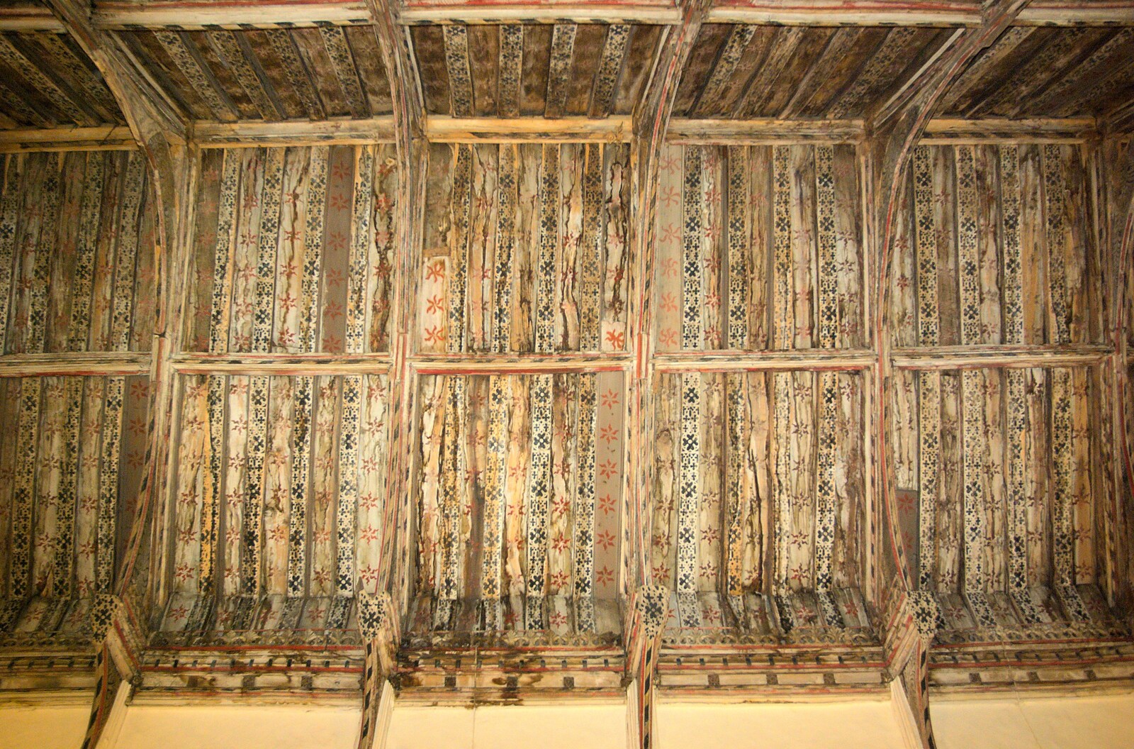 The interesting painted roof of Palgrave Church from Fred's First Nativity, St. Peter's Church, Palgrave, Suffolk - 8th December 2011