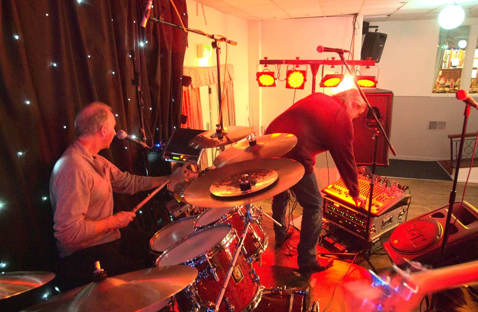 Henry's got his kit set up as Rob twiddles knobs, from Amandines, The BBs at the Park Hotel, and Norwich, Norfolk - 10th December 2011