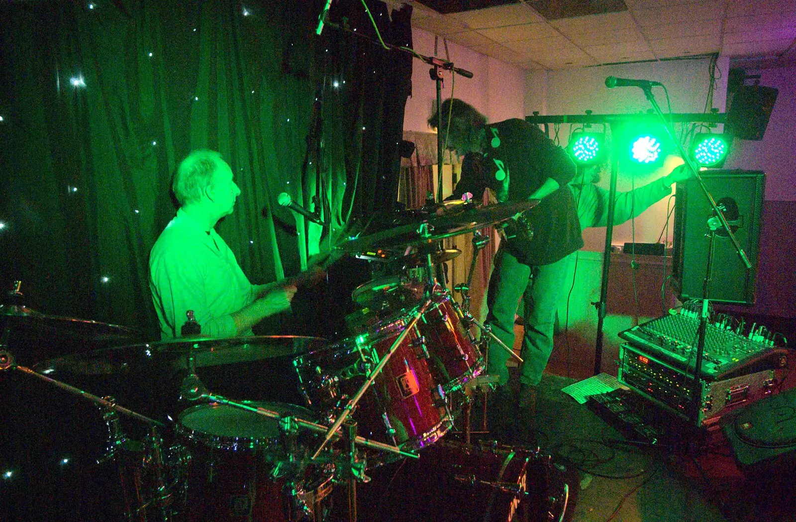 Henry and Rob, in a sea of green light, from Amandines, The BBs at the Park Hotel, and Norwich, Norfolk - 10th December 2011