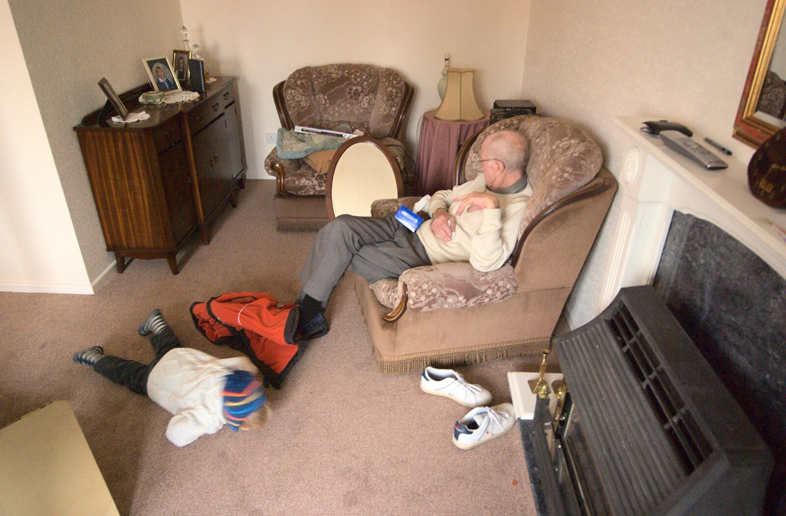 Grandad in his armchair from Grandad's New House, and Discord by the Mere, Roydon and Diss, Norfolk - 21st December 2011