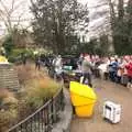 The choir by the town sign, Grandad's New House, and Discord by the Mere, Roydon and Diss, Norfolk - 21st December 2011