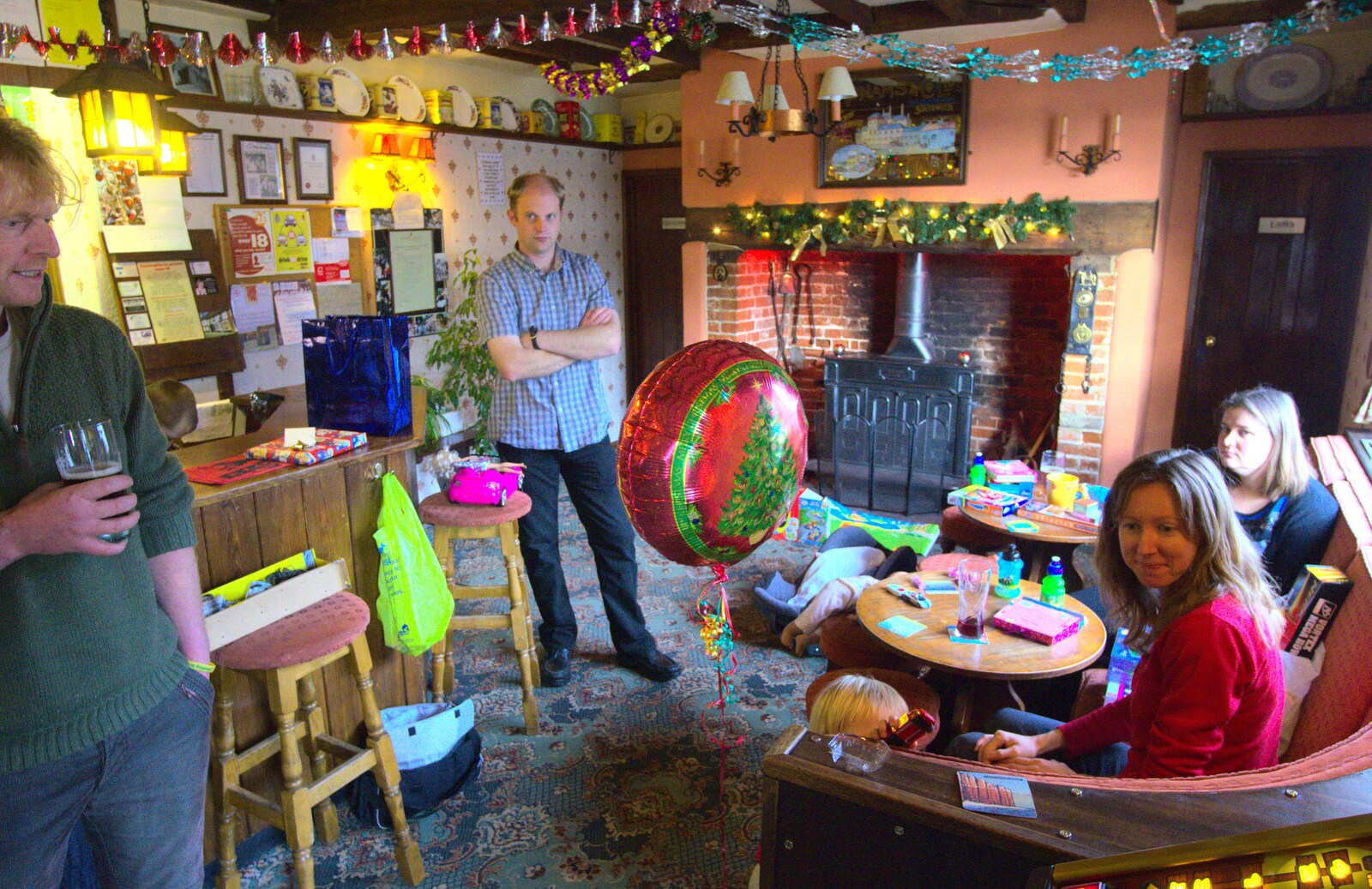 A balloon floats around from Christmas Day in the Swan Inn, Brome, Suffolk - 25th December 2011