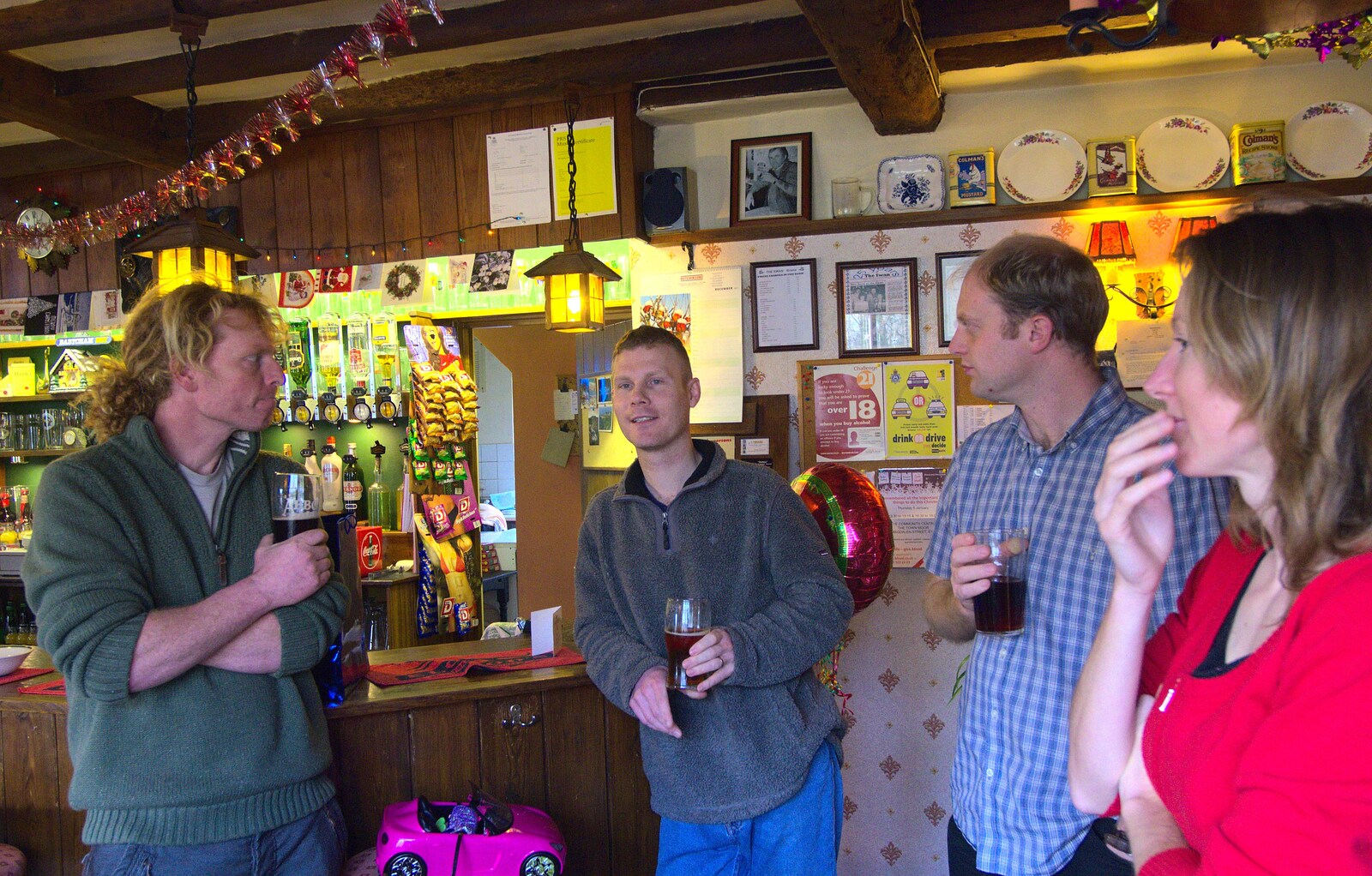 Wavy and Mikey P at the bar from Christmas Day in the Swan Inn, Brome, Suffolk - 25th December 2011