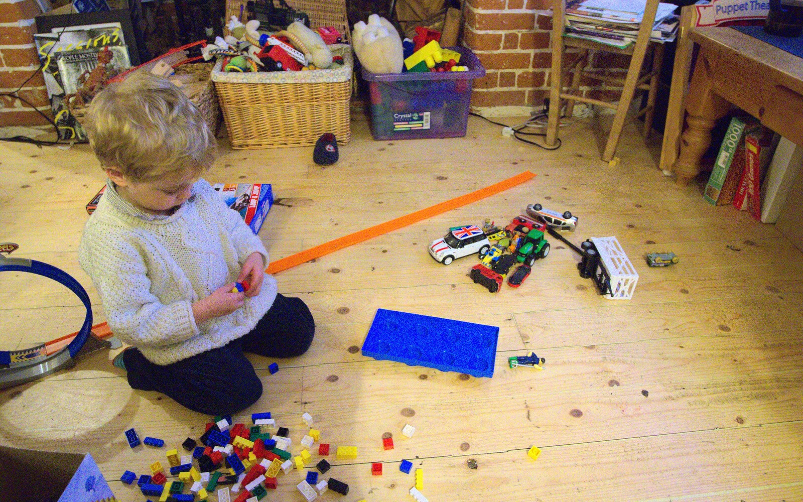 Fred plays with Lego from Christmas Day in the Swan Inn, Brome, Suffolk - 25th December 2011