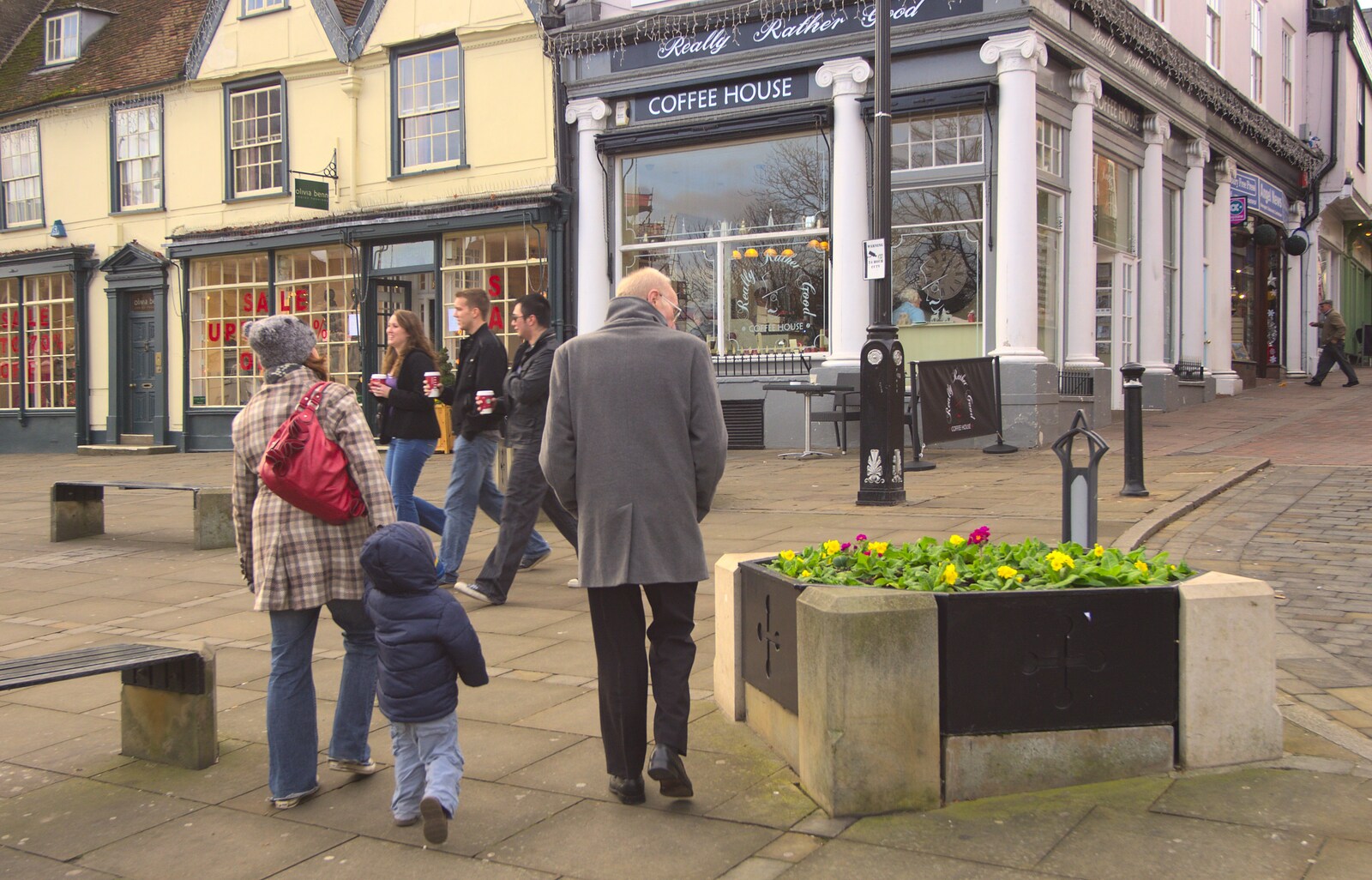 Isobel, Fred and Grandad from Pizza Express with Grandad, Bury St. Edmunds, Suffolk - 29th December 2011