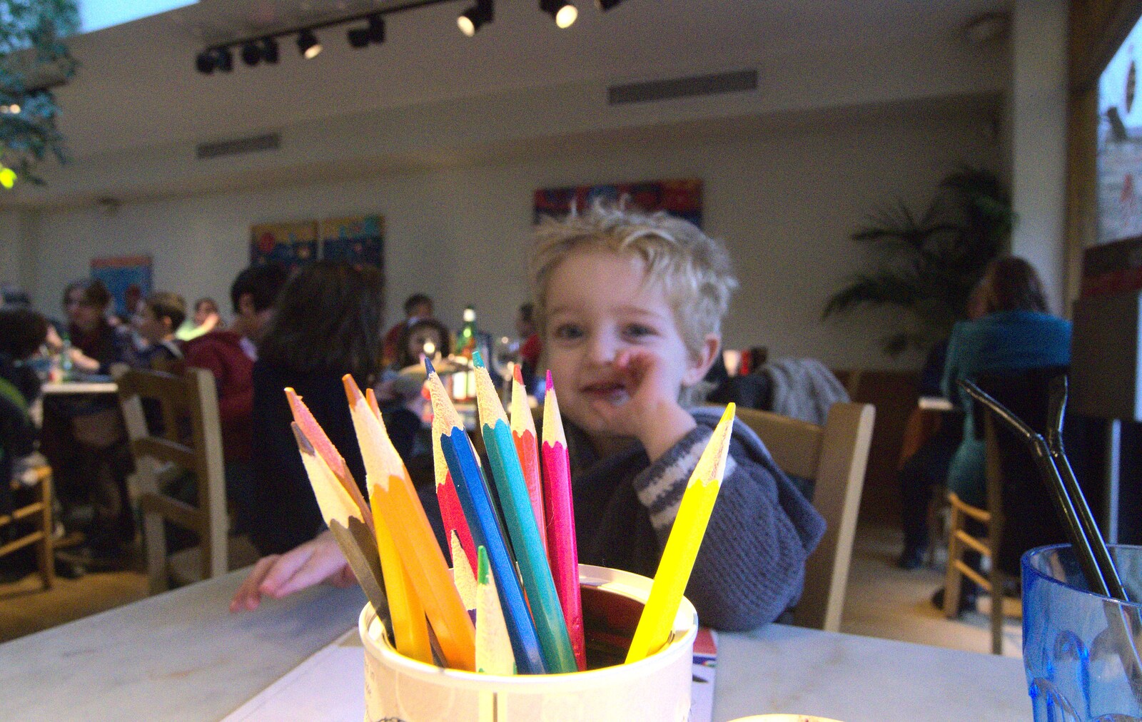 A collection of coloured pencils from Pizza Express with Grandad, Bury St. Edmunds, Suffolk - 29th December 2011