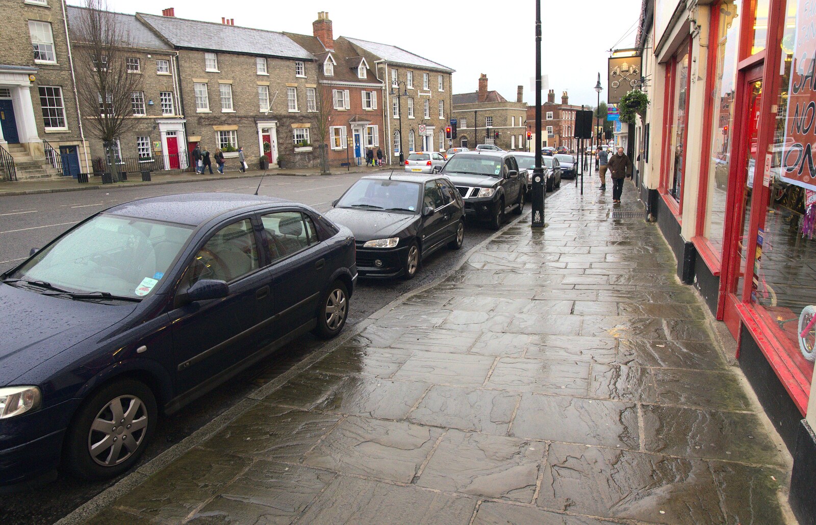 The wet flagstones of Bury from Pizza Express with Grandad, Bury St. Edmunds, Suffolk - 29th December 2011