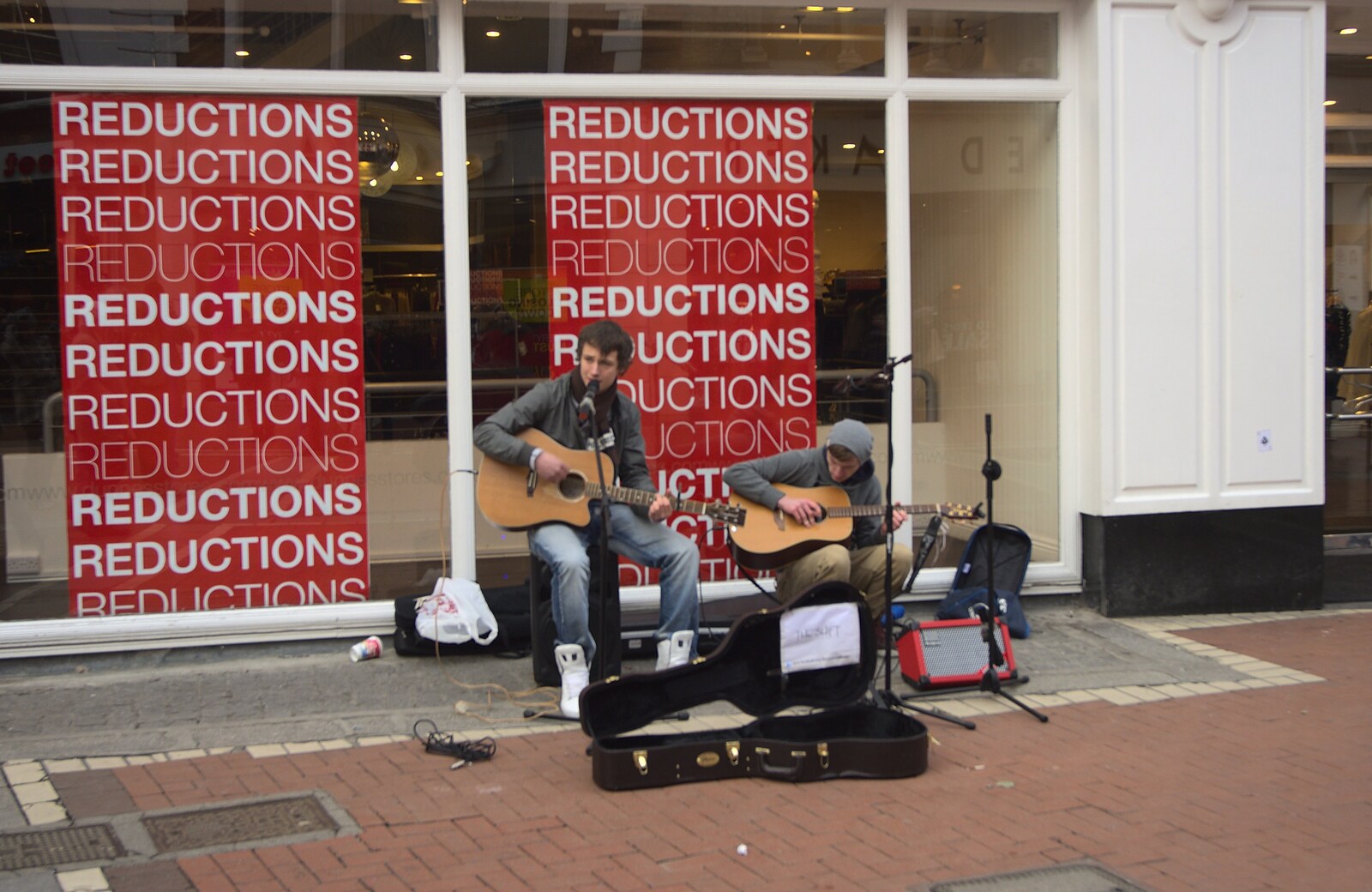 A Day in Dublin, Ireland - 7th January 2012: Buskers on a spot used in the film 'Once'