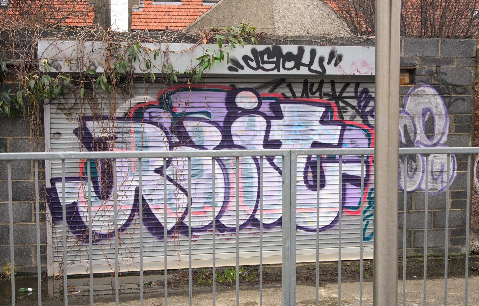 A Day in Dublin, Ireland - 7th January 2012: Graffiti on a shuttered shop