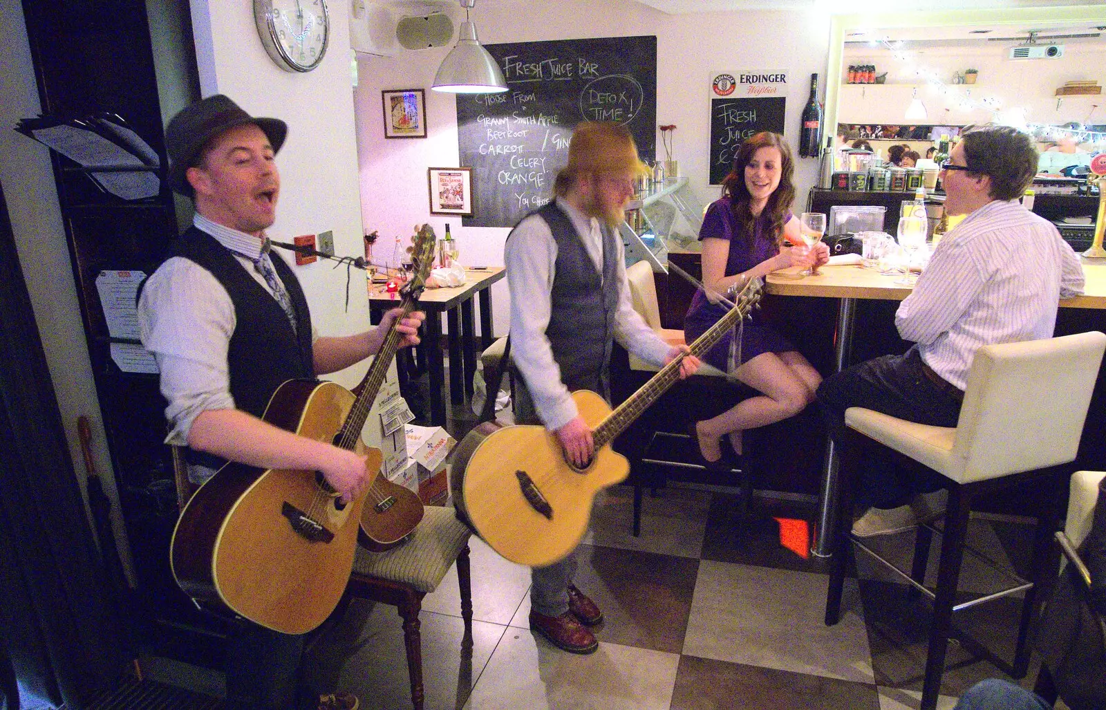 Guitar and acoustic bass, from Nom Nom's Popup Restaurant, Dublin, Ireland - 7th January 2012