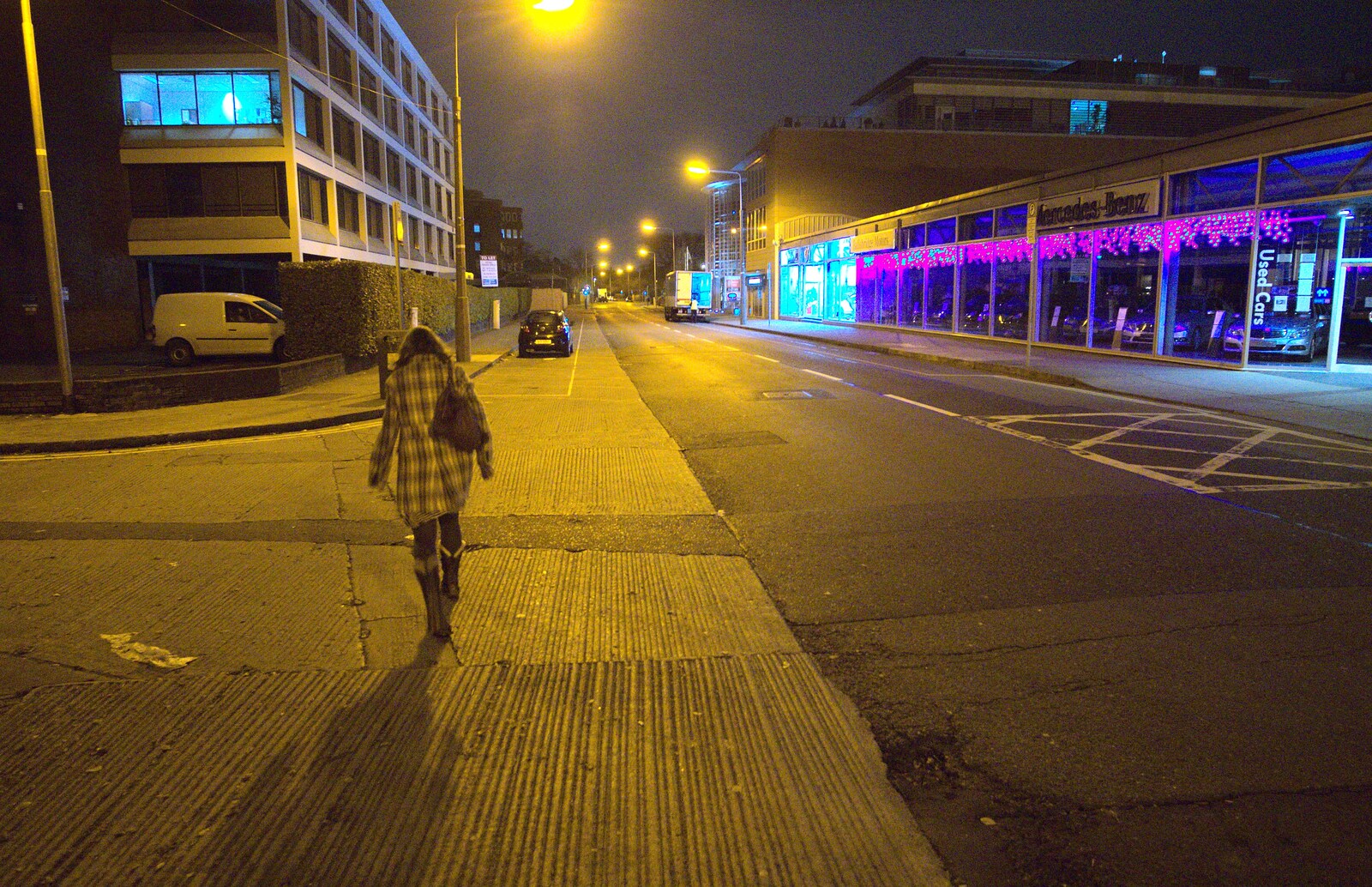 Isobel roams the sodium-lit streets from Nom Nom's Popup Restaurant, Dublin, Ireland - 7th January 2012