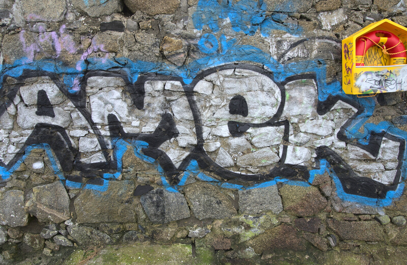 Funky blue-glow graffiti from A Morning in Blackrock, County Dublin, Ireland - 8th January 2012