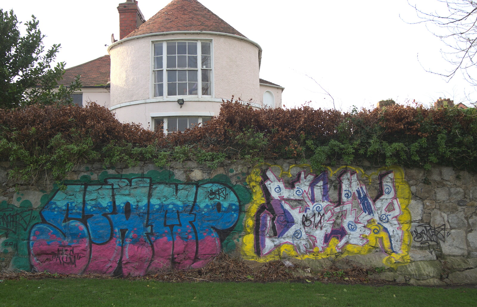 Colourful graffiti at the end of Seafort Parade from A Morning in Blackrock, County Dublin, Ireland - 8th January 2012