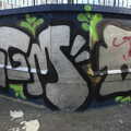 Silver graffiti tags on the bandstand, A Morning in Blackrock, County Dublin, Ireland - 8th January 2012