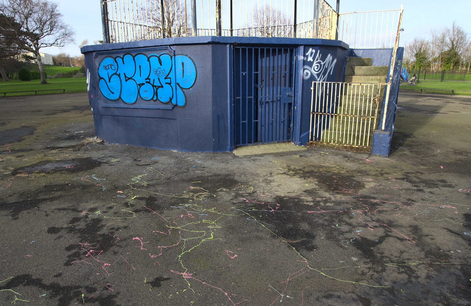 There are splatters of paint all over the ground from A Morning in Blackrock, County Dublin, Ireland - 8th January 2012