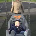 Evelyn pushes Fred on a swing, A Morning in Blackrock, County Dublin, Ireland - 8th January 2012