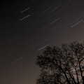 Another star trail, with Orion's belt like an ≡, Railway Randomness, and Grandad Sets Fire to Stuff, London and Brome, Suffolk - 22nd January 2012
