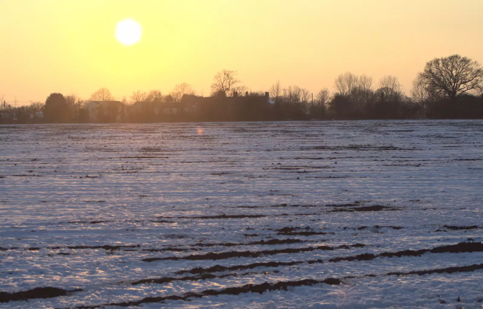 A low winter sun, from Winter Walks with Sis and Matt, Brome and Thornham, Suffolk - 11th February 2012