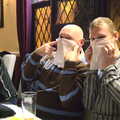 Guv and Mikey P do some sort of napkin veil thing, The Boy Phil's Leaving Curry, Spice Cottage, Diss - 25th February 2012